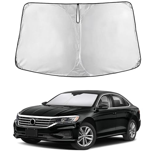 Image of EcoNour Custom Windshield Sun Shade for Volkswagen Passat 2012-2022 | Midsize Sedan Front Window Heat & UV Shield | Foldable Multi-Layer Sun Cover
