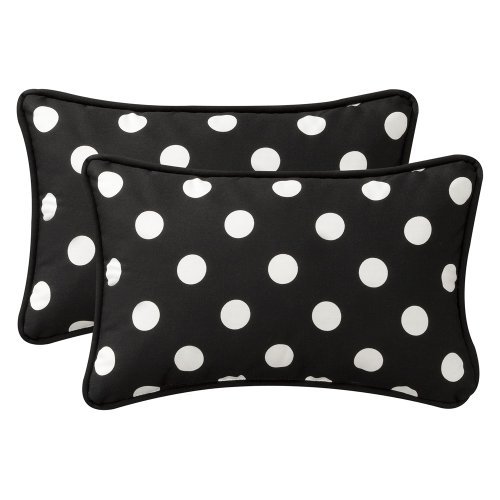 Pillow Perfect - Almohadas decorativas, diseño de lunares, color blanco y negro, rectangular, por Pillow Perfect