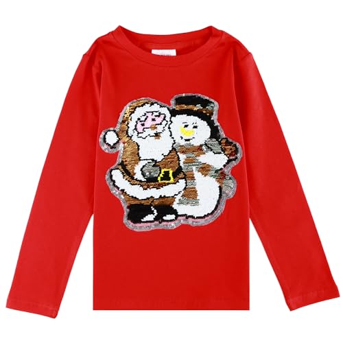 Image of Christmas Shirts for Girls and Boys Flip Sequin Santa Christmas Tree Kids T-Shirt Clothing