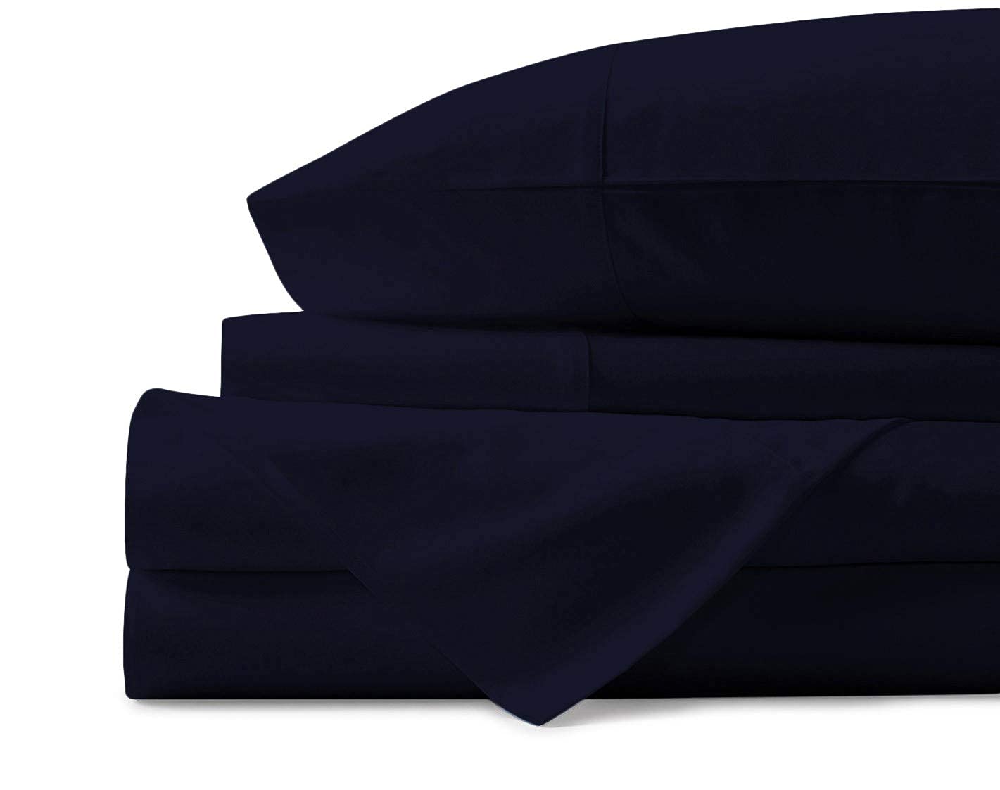 RV King Sheet Set 4 Piece Cotton Sheet Soft Silky Sheet Fits Mattress Upto 12'' DEEP Pocket Navy Blue