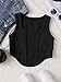 OYOANGLE Girl's Textured Sleeveless Square Neck Asymmetrical Hem Crop Tank Tops Black 10Y
