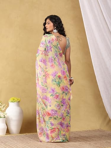 Image of Garden Vareli Floral Print Chiffon Saree