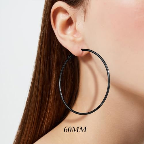 Image of DAILY VIBES Simple Big Thin Hoop Earrings for Women Trendy, 3 Pairs | 925 Sterling Silver Post Large Hoops, 14K Gold or Silver Plated Loop, Hypoallergenic Hoop Earrings Set