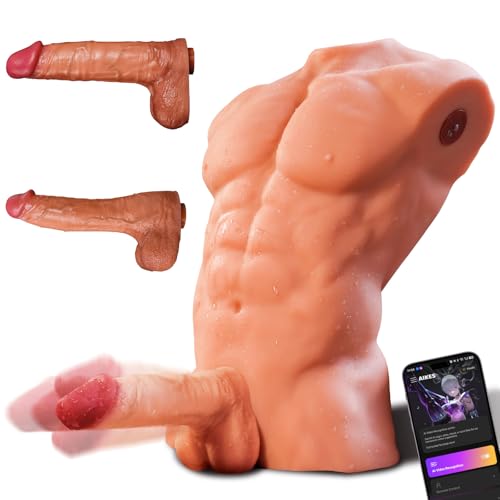 30LB AI Video Recognition Male Sex Doll with 2 Interchangeable Thrusting & Vibrating Dildo Torso Sex Machines for Women Realistic Tight Anal Hole for Men Penis Stroker Masturbator