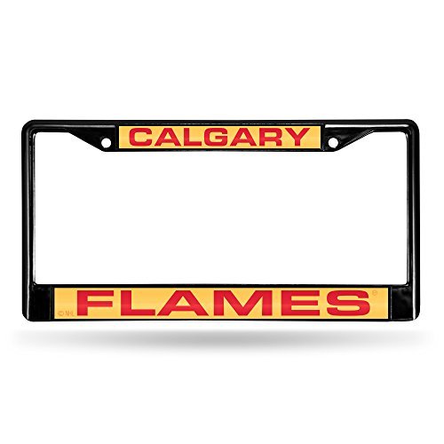 Nhl Rico Industries Calgary Flames Black Black Laser Cut Chrome Frame 12" X 6" 12" X 6" Black Laser Cut Chrome Frame - Car/Truck/Suv Automobile Accessory #TOP3