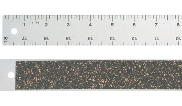 Alvin CB036 - Regla de entintado de aluminio antideslizante de goma de 36 pulgadas; graduada en dos bordes de un lado; pulgadas en 16 y 8. Resistente al agua, respaldo antideslizante de goma