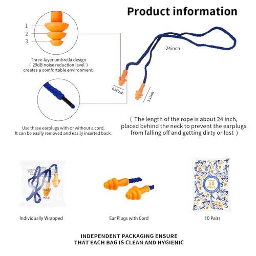 Image of Motorcycle Ear Plugs Noise Reduction Reusable Silicone Hearing Protection for Riding Wind Noise Construction Work Travel Comfortable Fit for Men Women (10 Pair)