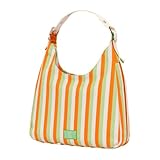 Agatha Ruiz de la Prada Bolso Hobo de lona en color naranja con rayas de colores