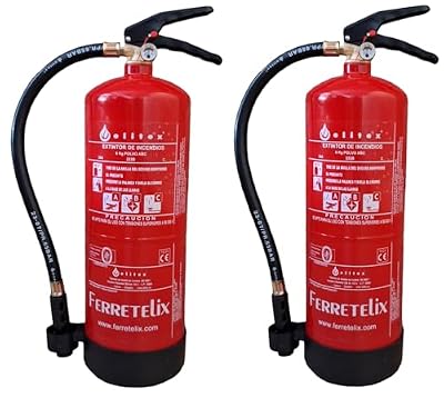 FERRETELIX® 2 UND Extintor 6 kg Polvo ABC Alta Eficacia 34A 233B + Soporte de Pared – Fabricado en 2026 – Seguridad Profesional contra Incendios (2)