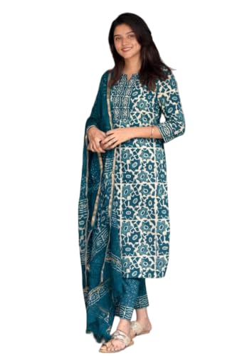 Image of KLOSIA Women's Printed Straight Kurta and Pant with Dupatta Set