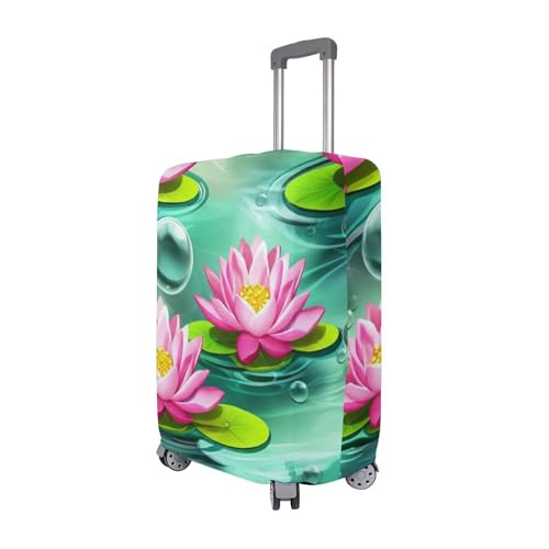 Joisal Luggage Cover for Suitcase Protector Trip Pink Lotus Flowers Green Water Baggage Floral Travel Vacation Essentials, S, Fits 18-20 Inch Case3