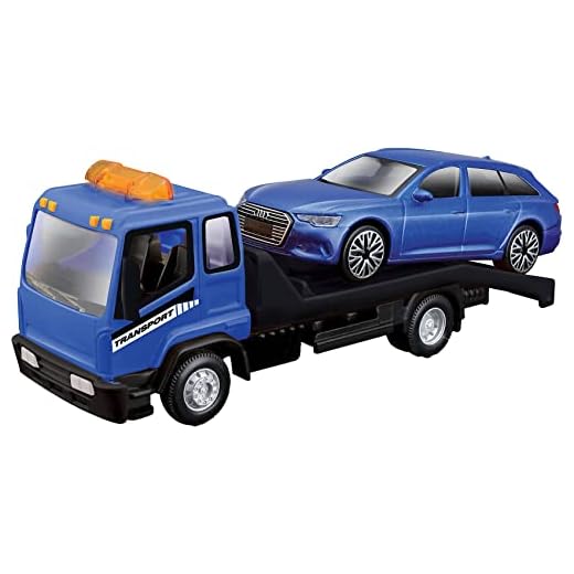 Bburago Bburago-18-31404 Grúa con Remolque, Incluye un Coche Fiat 500(2007) 18-31402, Color Rojo