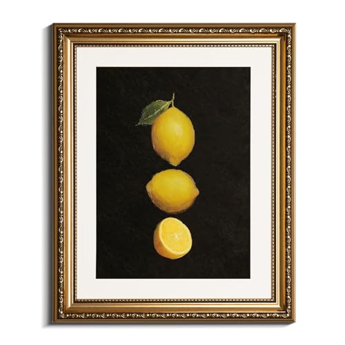 InSimSea Gold Framed Wall Art, Lemon Kitchen Wall Shelf Decor,