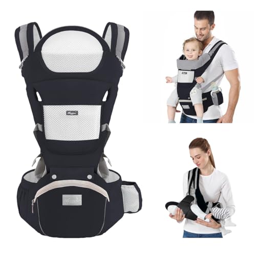 Canguru Para Bebe,Alça De Transporte Multifuncional 6 e 1,Canguru Ergonomico Para Bebe,Adequado Para 0-36 Meses (Preto)