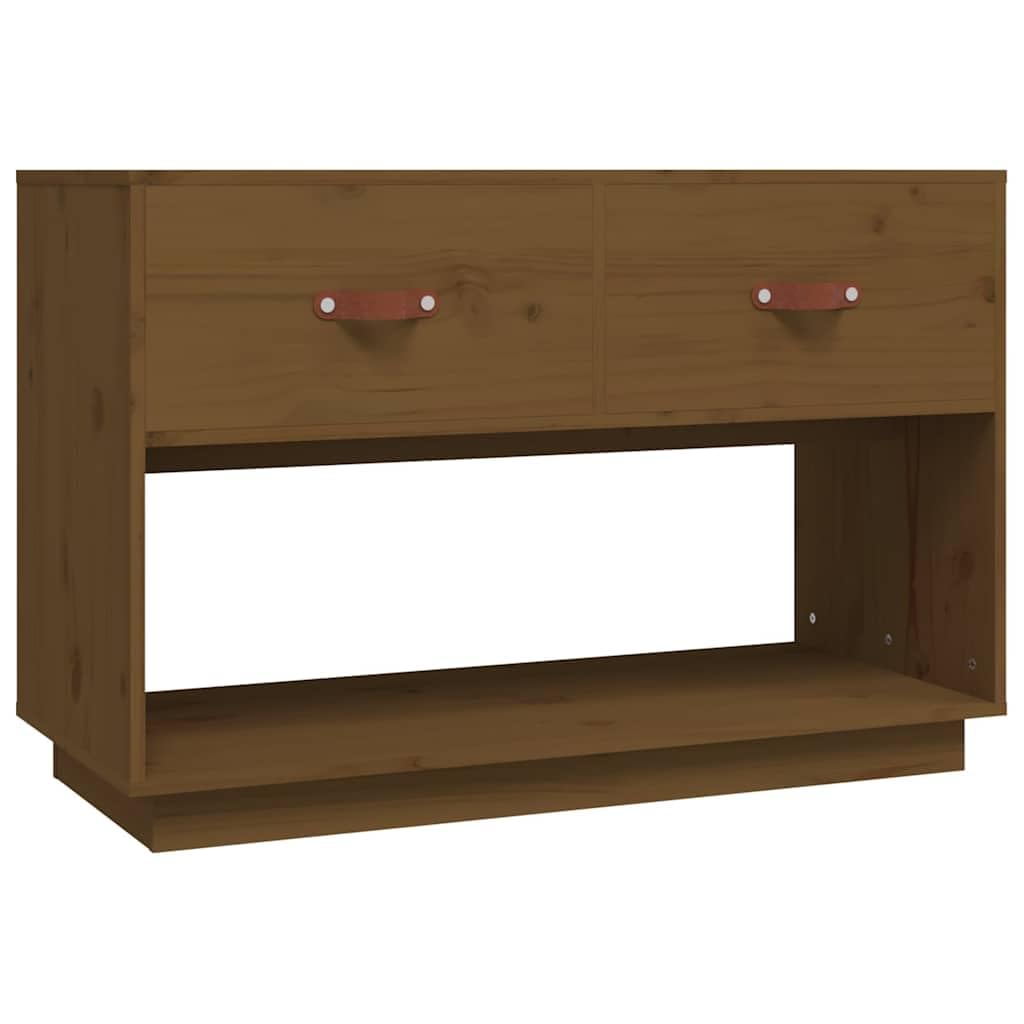 Meuble TV en pin massif marron miel 90 x 40 x 60 cm