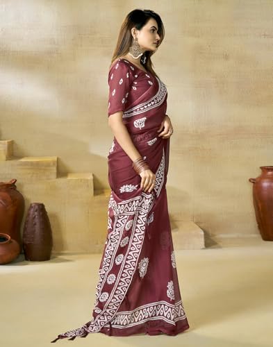 Image of SIRIL Women's Georgette Printed Saree with Unstitched Blouse Piece
