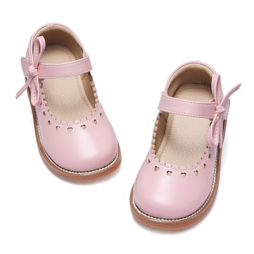 Image of GINFIVE Toddler Girls Mary Jane School Oxford Dress Flat Shoes for Wedding | Wide toe box, Hook and Loop, School Uniform Shoes for Party, Formal, Daily Wear