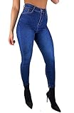 Grössen: XS-XL / 34-42 Worldclassca Damen Skinny Jeans HIGH Waist RÖHRENJEANS Denim Elegante Business DAMENJEANS Hose Stretch Blogger Freizeithose Damenhose MIT Tasche Used Look 34-42 XS-XL (36, Blau-772)