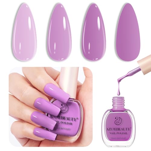 AZUREBEAUTY Nail polish，Purple Lavender Quick Dry Complete Natura...