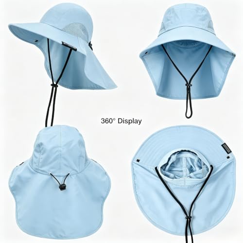 Image of Solaris Sun Hat with Neck Flap, UPF 50 Sun Protection Lightweight Sun Cap for Men Women, Wide Brim Hat for Fishing Hiking