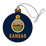 GRAPHICS & MORE Kansas State Flag Wood Christmas Tree Holiday Ornament