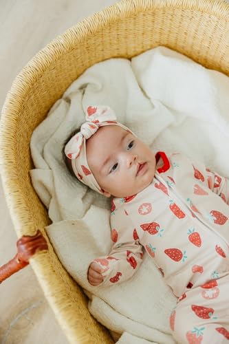 Image of Copper Pearl Zip-Up Footie Baby Pajamas - Soft Newborn Onesies for Boys & Girls, Tag-Free with Two-Way Zipper Baby Sleepers for Newborn - 24 Months, Strawberry