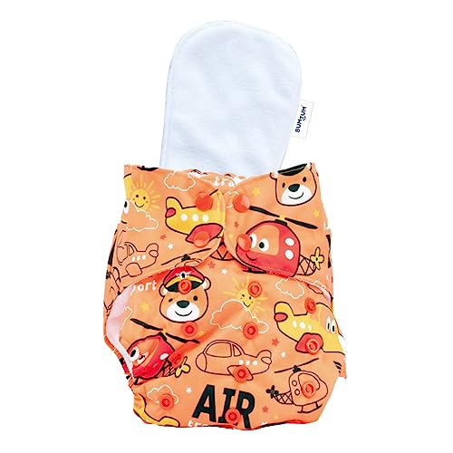 Image of Bumtum Baby Diaper | 0-3 Yrs Baby Freesize | Pack of 1, New Born Baby Diaper, Cloth Diaper, Waterproof Reusable Diaper, 5hrs Absorbency, Ultrahygiene, Washable, Cotton Soaker, Extra Soft (Aeroplane)
