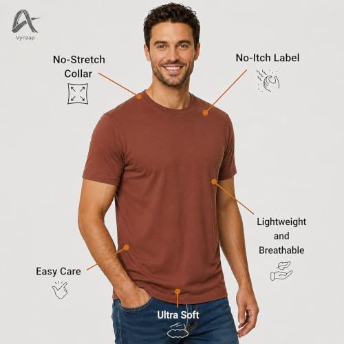 Image of Men's 100% Cotton Crew Neck T-Shirt | Regular Fit | Soft & Breathable | Casual Everyday Wear