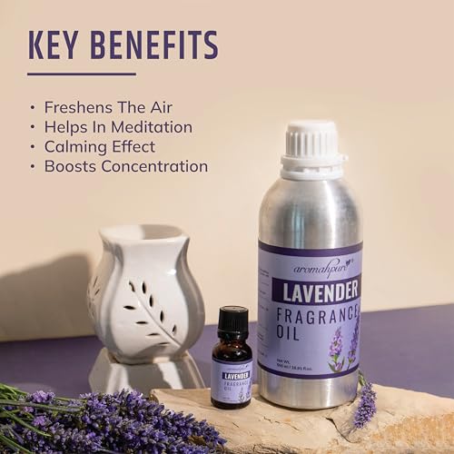 Image of Aromahpure Lavender Aroma Oil | 500ml Undiluted & Natural | Long-Lasting Scent for Aromatherapy, Candle & Soap Making, Diffusers, Room Freshener, Humidifier, Bathroom Revitalizer & Home Essentials