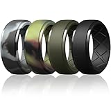 Egnaro Anillos de silicona para hombre, 10 mm de ancho, 2,5 mm de grosor, paquete múltiple de 1/4/7, transpirables, ajuste cómodo para entrenamiento, 10.5-11, Silicona Caucho, Sin piedra preciosa