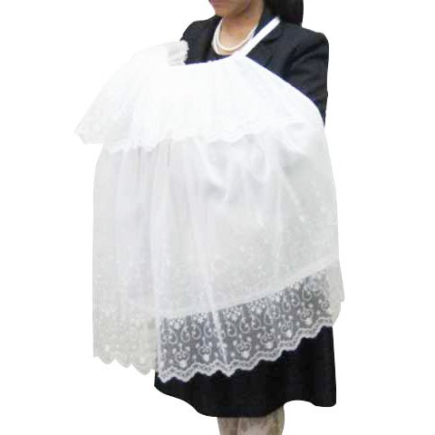 [OP mini] 小花柄刺繍入り お宮参り用 お帽子付きケープ 507121