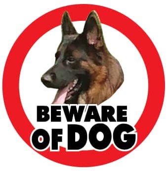 Image of German Shepherd Sign Sticker Beware of Dog Alsatian Symbol Picture Logo Warning Alert Security Safety for CAR Fence Wall Window Front Door Bumper Laptop Home House Front Door Gift
