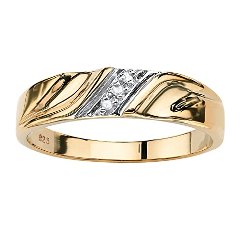 PalmBeach Men's Yellow Gold-plated Sterling Silver Genuine Diamond Accent Wedding Band Ring (2.5mm) Sizes 9-13