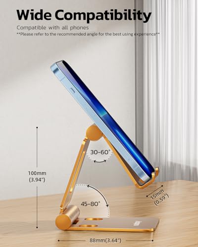 Nulaxy A4 Dual Folding Cell Phone Stand, Fully Adjustable Foldable Desktop Phone Holder Cradle Dock Compatible With Phone 16 15 14 13 12 11 Pro Xs Xs Max Xr X 8, Nintendo Switch, All Phones - Orange thumb #1