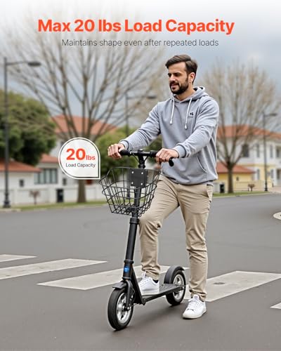 VEVOR Vorderradkorb 245x215x180 mm, Scooter-Korb mit Fester Halterung, max. Tragkraft 9 kg, Lenkerkorb aus massivem Stahl, Kinderfahrradkorb/Erwachsenenfahrradkorb/Knie-Elektroroller-Zubehör