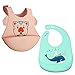COSYOO Bavoirs pour Tout-Petits Silicone Imperméable 2 Pièces Mignons Bavoirs Réutilisables pour Bébé Bavoirs d'alimentation avec Attrape-Nourriture Silicone Garçons Filles Unisexe