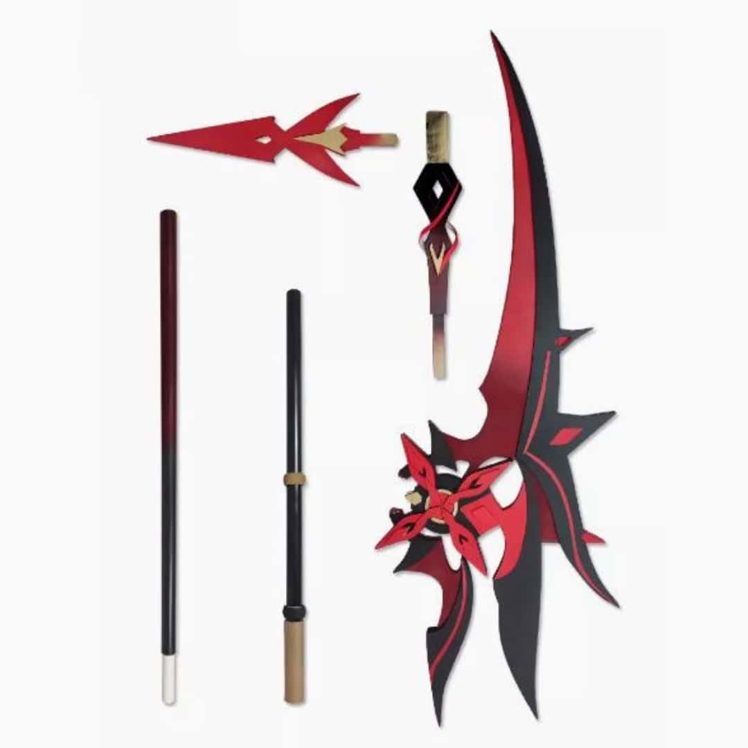 Amazon.co.jp: 原神 アルレッキーノ コスプレ道具 召使 鎌 武器赤月の