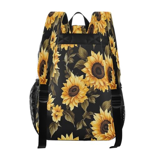Black Sunflower Clear Backpack - Stadium Approved Large 15.7-inch Waterproof Transparent Bag for Sports, Concerts, Work, Travel#3373