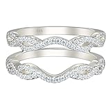 Wuziwen Women 925 Sterling Silver Twisting Infinity Guard Enhancer for Engagement Rings Wedding Band CZ (10)