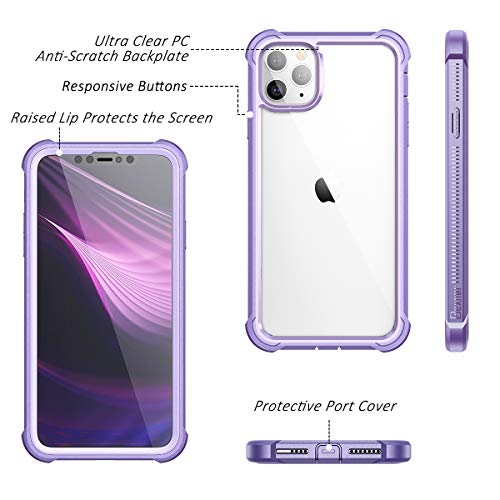 Dexnor iPhone 11 Pro Case with Screen Protector Clear Rugged Full Body Protective Shockproof Hard Back Defender Dual Layer Heavy Duty Bumper Cover Case for iPhone 11 Pro 5.8" - Purple by Dexnor - Image 2
