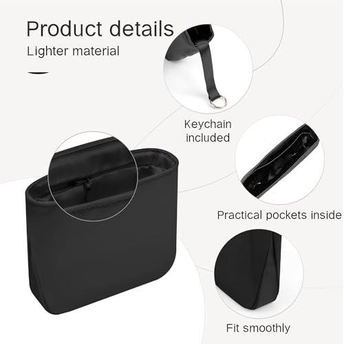Image of Fits for Evelyne Bag Insert Organizer For Hermes(40,Black) | Premium Silk Material,Smooth Touch,Lightweight,zipper,protect from scratches & stains,multiple pockets,keychain,waterproof
