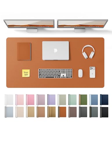 Image of YSAGi Leather Desk Protector, Office Mat, Large Mouse Mat, Non-Slip PU Leather Blotter, Laptop Desk Pad, Waterproof Writing Pad for Office and Home (Brown, 47.2 inch x 23.6 inch)