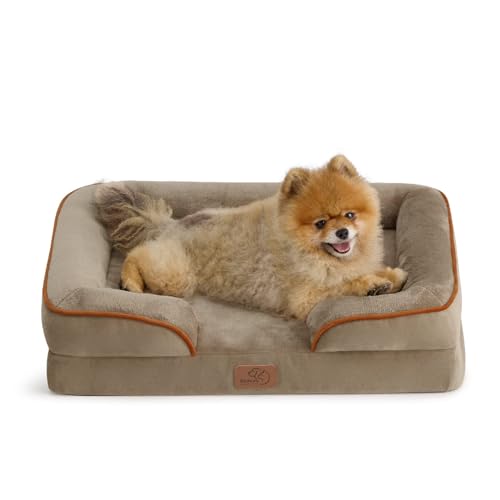 Image of Bedsure Orthopedic Dog Beds for Small Dogs - Washable Small Dog Cat Bed Waterproof, Comfort Pet Couch Sofa with Washable Removable Cover, Pets Bed with Nonskid Bottom, Hazel, 24 inch