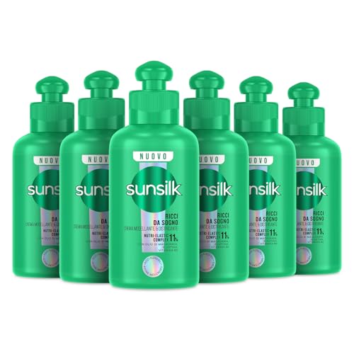 Sunsilk, Crema Modellante e Districante Ricci da Sogno, Senza Risciacquo per Ricci Definiti e Elastici, con 11% NUTRI ELASTI COMPLEX, Olio di Macadamia, Elastina e Vitamina B5, 6 Pezzi da 200 ml