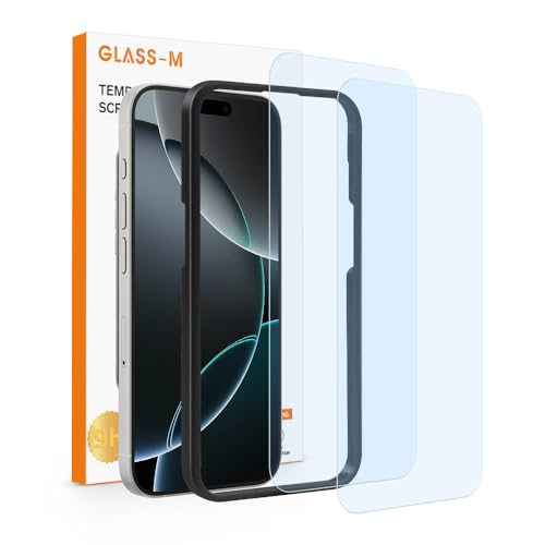 GLASS-M [2 Pack] Anti-Blue Light Screen Protector for iPhone 16 Pro, 9H Blue Light Blocking Tempered Glass, Anti-Fingerprint, Bubble-Free with Easy Installation Kit