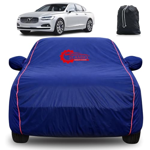 Image of 100% Waterproof Car Cover for Volvo S-90 | All-Weather, Dustproof & UV Protection | Heavy-Duty 3-Layer Fabric | Custom Fit with Mirror & Antenna Pocket | Navy Blue