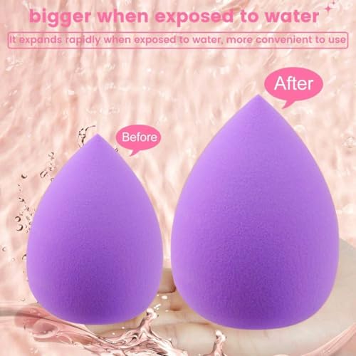 Image of Multi-Shape Makeup Sponge Set | 20 Piece Beauty Puff Collection with Headband and Clean Sponge | Pink, Purple, Beige & Bright Sets | Face Blender Kit for Cream, Liquid & Powder | Aesthetic and Functional Makeup Tool (Lavender, 20Pcs)
