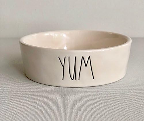 Rae Dunn by Magenta, Artisan Collection YUM in Large Letters, 4.5 in pet cat Dog Bowl
