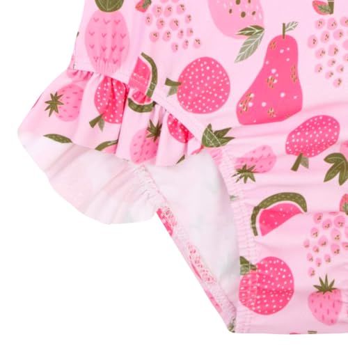Image of Baby Toddler Girl Long Sleeve Ruffle Swimsuit One Piece Zipper Rash Guard Bathing Suit with UPF 50+ Sun Protection