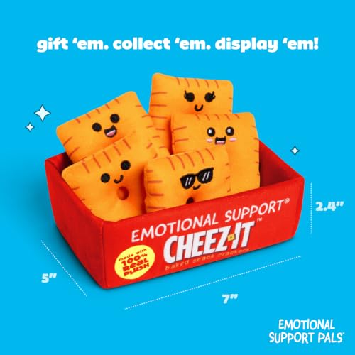Image of Emotional Support Pals Cheez-It by Relatable - Cute Stuffed Animals and Toys, Squishy Toys and Plushies, Great Gift Ideas for Loved Ones of All Ages - Includes 5 Plushies with Plush Carrying Basket